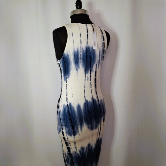 Sonice Collection Women M Sleeveless Bodycon Blue White Tie-Dye Dress Stretchy - Picture 8 of 16
